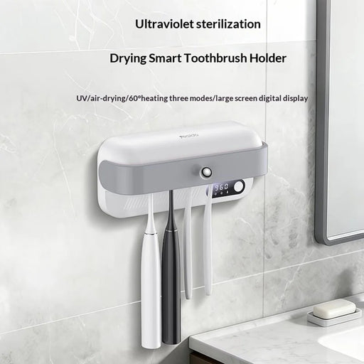 YESIDO MG32 UV Toothbrush Sterilizer Dryer Holder 4 Slots Wall Mount Digital Display Storage Sterilization Box for Bathroom - 2