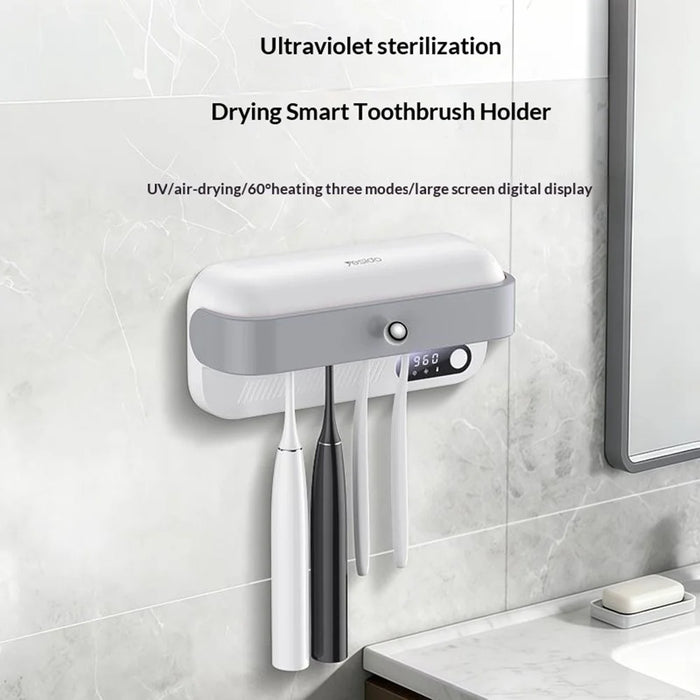 YESIDO MG32 UV Toothbrush Sterilizer Dryer Holder 4 Slots Wall Mount Digital Display Storage Sterilization Box for Bathroom - 2