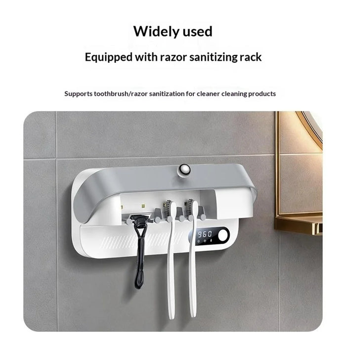 YESIDO MG32 UV Toothbrush Sterilizer Dryer Holder 4 Slots Wall Mount Digital Display Storage Sterilization Box for Bathroom - 3