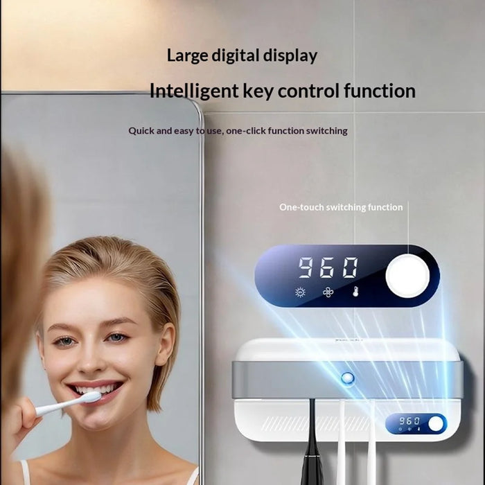 YESIDO MG32 UV Toothbrush Sterilizer Dryer Holder 4 Slots Wall Mount Digital Display Storage Sterilization Box for Bathroom - 5