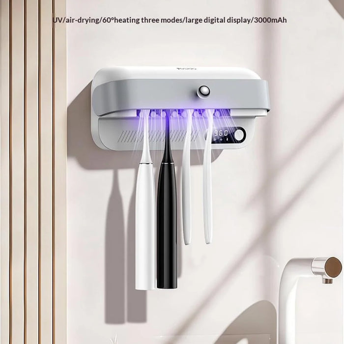 YESIDO MG32 UV Toothbrush Sterilizer Dryer Holder 4 Slots Wall Mount Digital Display Storage Sterilization Box for Bathroom - 6