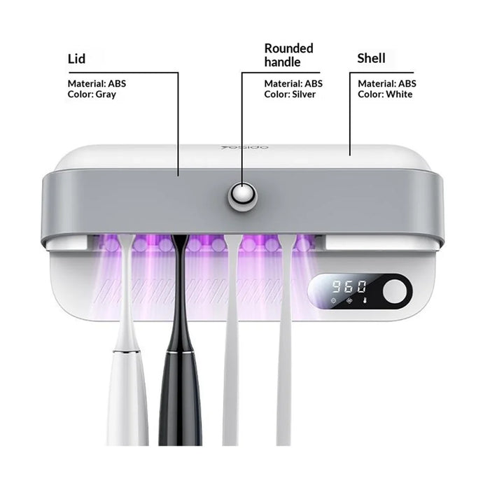YESIDO MG32 UV Toothbrush Sterilizer Dryer Holder 4 Slots Wall Mount Digital Display Storage Sterilization Box for Bathroom - 7
