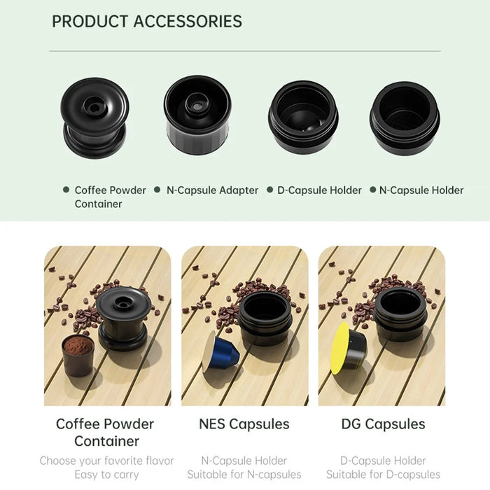 YESIDO EC30 Portable Espresso Coffee Machine 20Bar 9600mAh Wireless Heating Capsule Coffee Maker for Travel Camping - White - 6