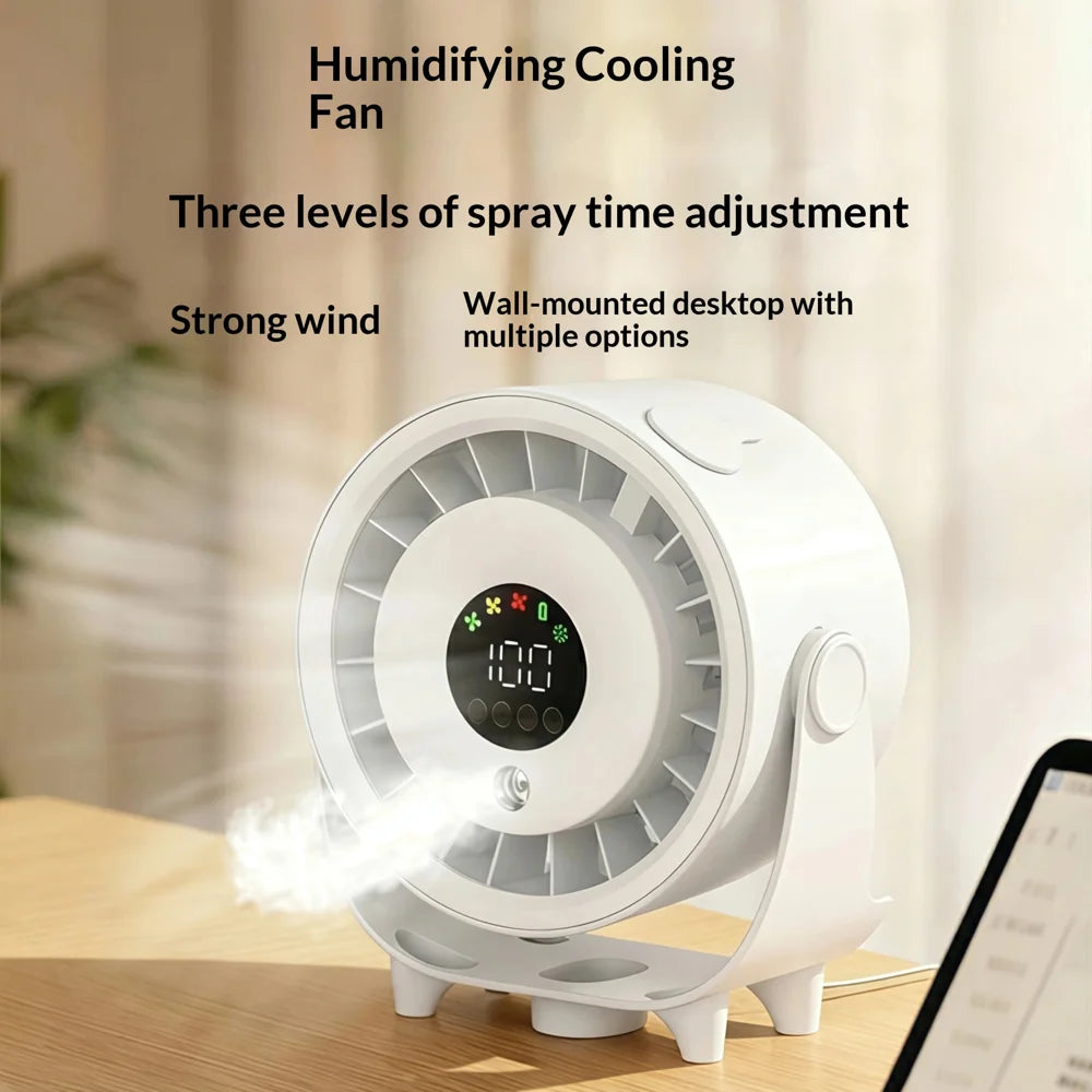 Z6 2 in 1 Cooling Fan Air Humidifier USB Rechargeable 100-Speed Adjustable Desktop Mist Fan for Home Office - Black - 3
