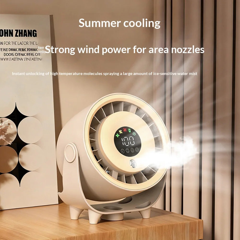 Z6 2 in 1 Cooling Fan Air Humidifier USB Rechargeable 100-Speed Adjustable Desktop Mist Fan for Home Office - Black - 6
