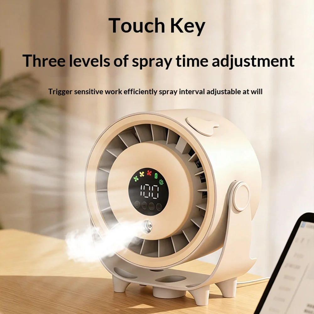 Z6 2 in 1 Cooling Fan Air Humidifier USB Rechargeable 100-Speed Adjustable Desktop Mist Fan for Home Office - Black - 7