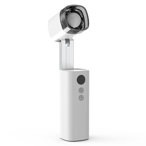 FW-3 Handheld Folding Fan 100 Speed Levels 170 Degree Adjustable Head Rechargeable Cooling Fan with LED Light - White - 1