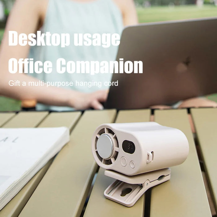 CYKE F27 Digital Display Mini Clip Fan 100 Speed Levels Summer Cooling Desktop Fan with Cold Compress - White - 2