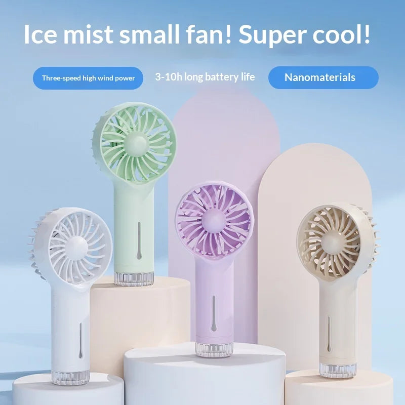 F6 Portable Handheld Fan 3-Speed USB Rechargeable Mini Misting Fan for Outdoor Travel Office - White - 2