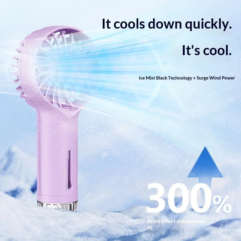 F6 Portable Handheld Fan 3-Speed USB Rechargeable Mini Misting Fan for Outdoor Travel Office - White - 4
