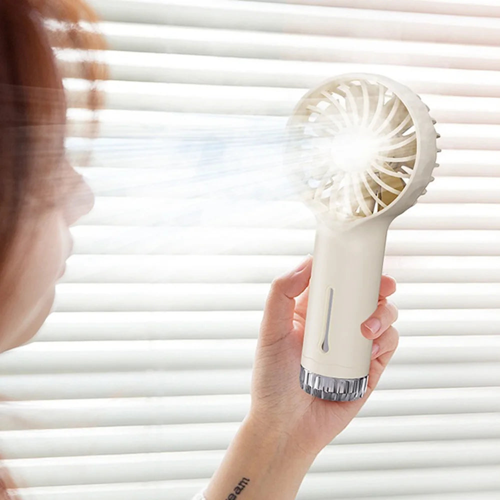 F6 Portable Handheld Fan 3-Speed USB Rechargeable Mini Misting Fan for Outdoor Travel Office - White - 5