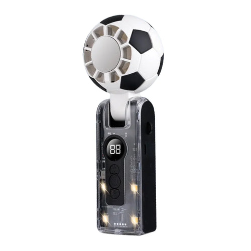 X68 Cold Compress Handheld Fan Soccer Design LED Digital Display 5 Speed Levels Foldable Cooling Fan - Black - 1