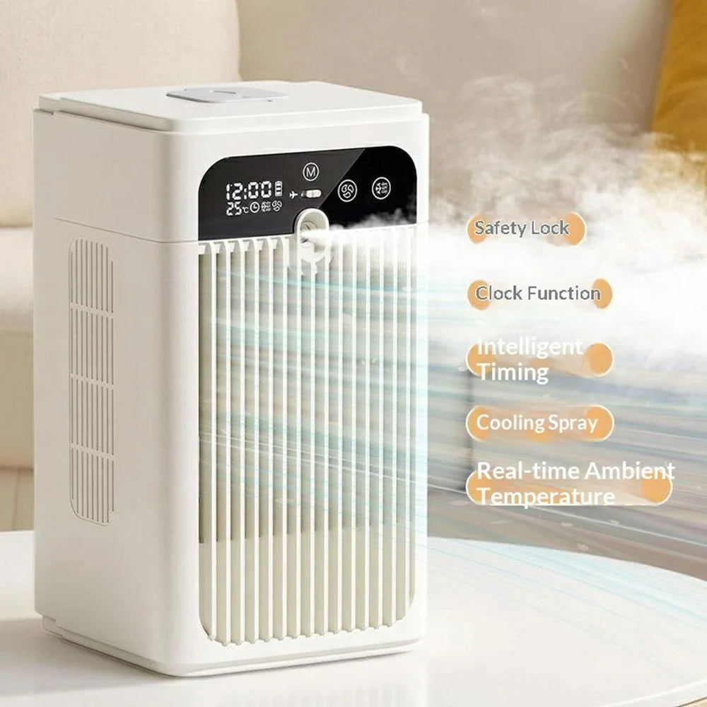Desktop Cooling Spray Fan USB Rechargeable Mini Air Conditioner Humidifier with Timer - 4