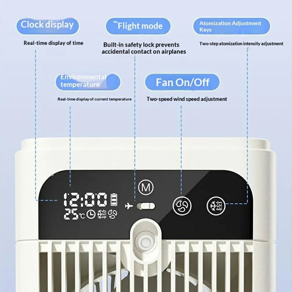 Desktop Cooling Spray Fan USB Rechargeable Mini Air Conditioner Humidifier with Timer - 5