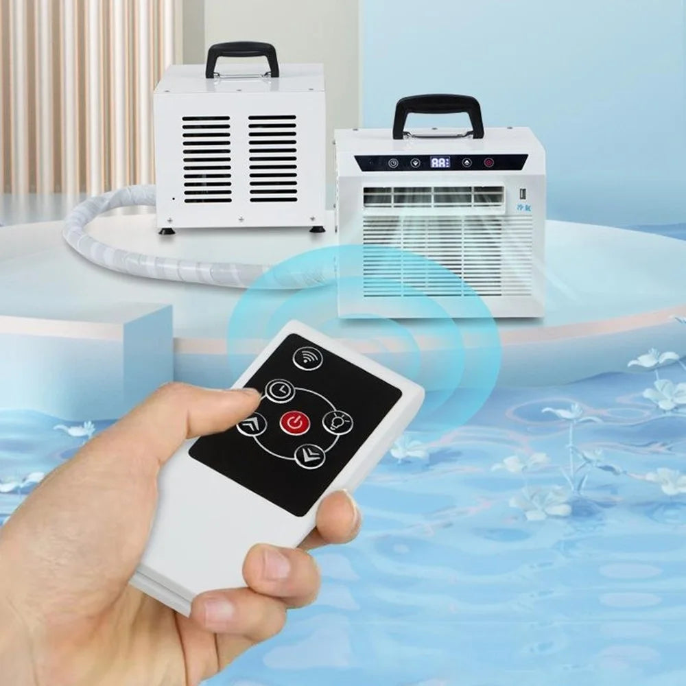 Portable Split Air Conditioner with 2m Connecting Hose 1300W 3000BTU Mini AC Unit for Camping RV Car, EU Plug - White - 7