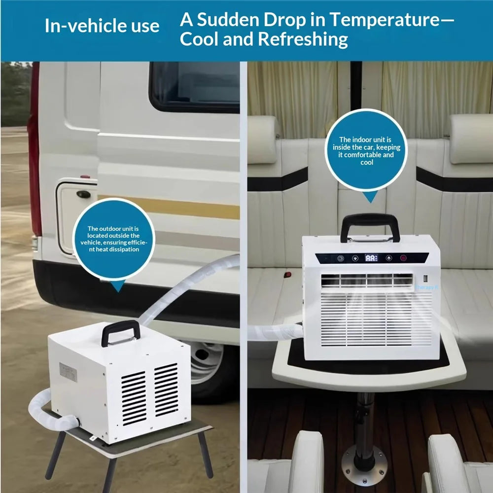 Portable Split Air Conditioner with 1.5m Connecting Hose 1300W 3000BTU Mini AC Unit for Camping RV Car, EU Plug - White - 3