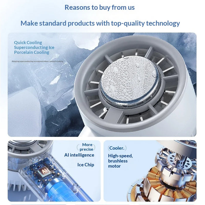 Handheld Mini Fan Superconductive Ice Cooling Portable USB-C Rechargeable Fan - Blue - 4