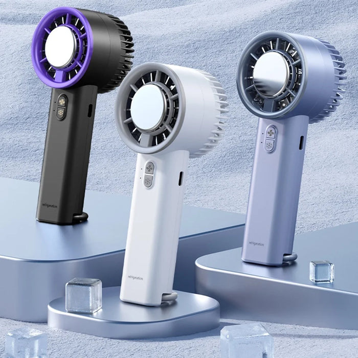 Handheld Mini Fan Superconductive Ice Cooling Portable USB-C Rechargeable Fan - Blue - 7