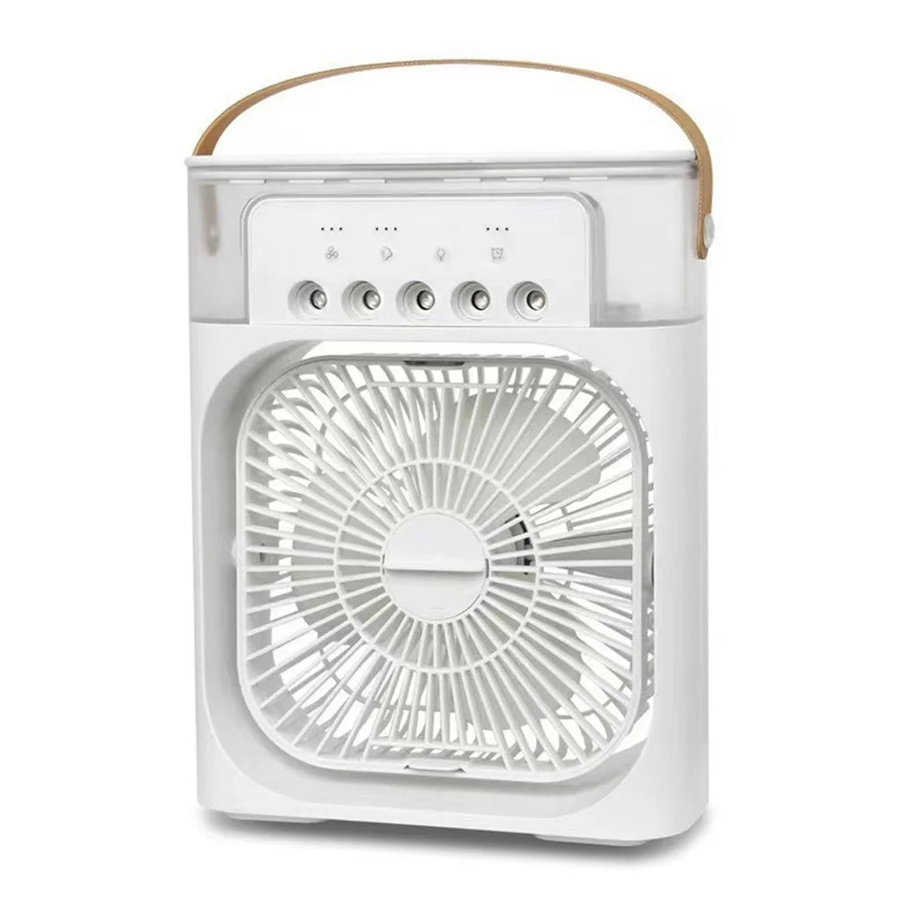 YH-171 Size S 5-Hole Misting Fan USB Desktop Portable 3-Speed Desk Fan with 600ml Water Tank - White - 1