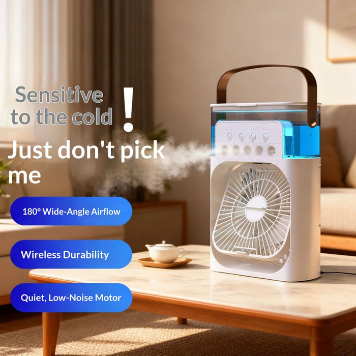 YH-171 Size S 5-Hole Misting Fan USB Desktop Portable 3-Speed Desk Fan with 600ml Water Tank - White - 2