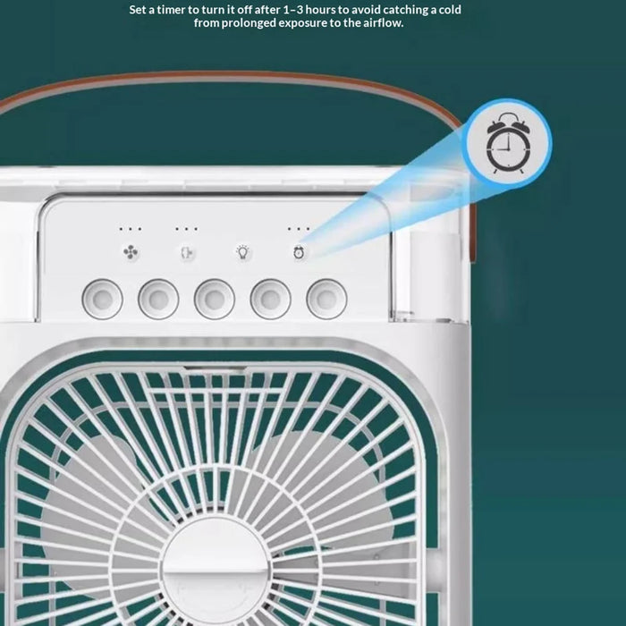 YH-171 Size S 5-Hole Misting Fan USB Desktop Portable 3-Speed Desk Fan with 600ml Water Tank - White - 5