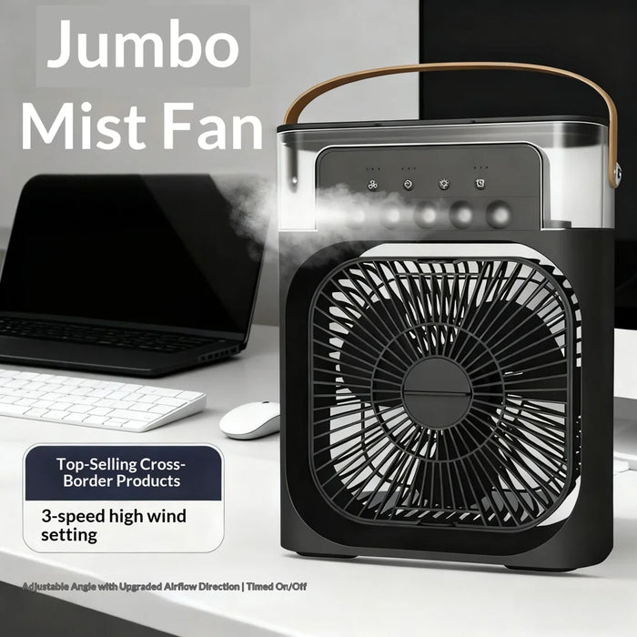 YH-171 Size S 5-Hole Misting Fan USB Desktop Portable 3-Speed Desk Fan with 600ml Water Tank - White - 6