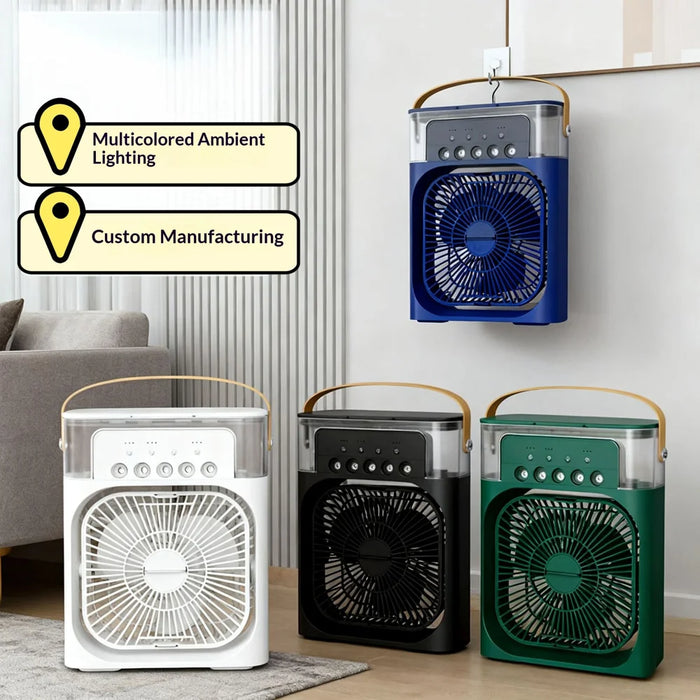 YH-171 Size S 5-Hole Misting Fan USB Desktop Portable 3-Speed Desk Fan with 600ml Water Tank - White - 7
