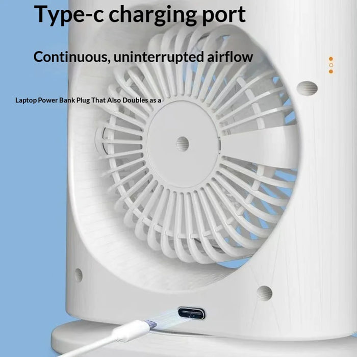 Dual Head Spray Fan USB Rechargeable Remote Control Low Noise Desktop Cooling Fan for Home Office - White - 3