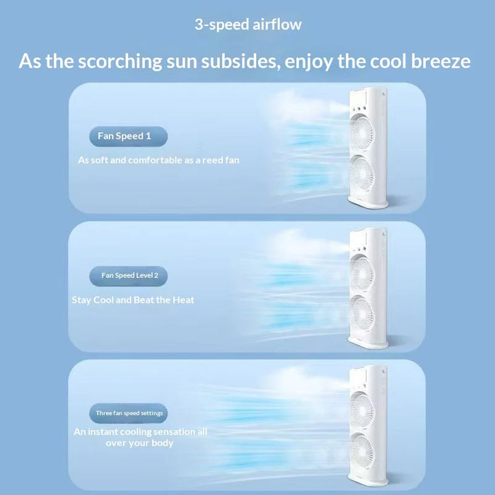 Dual Head Spray Fan USB Rechargeable Remote Control Low Noise Desktop Cooling Fan for Home Office - White - 4