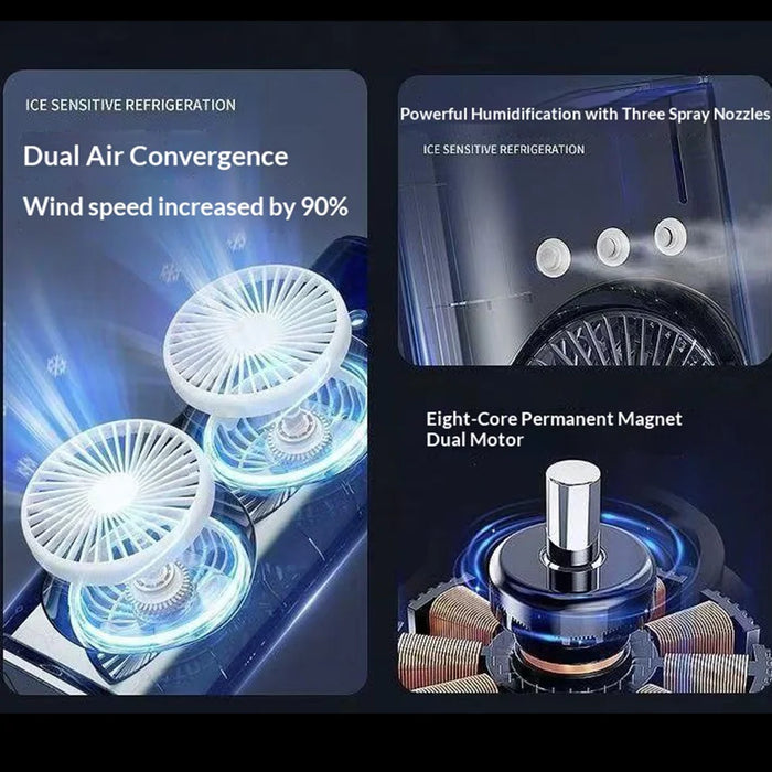 Dual Head Spray Fan USB Rechargeable Remote Control Low Noise Desktop Cooling Fan for Home Office - White - 6