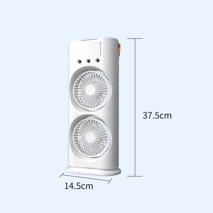 Dual Head Spray Fan USB Rechargeable Remote Control Low Noise Desktop Cooling Fan for Home Office - White - 7