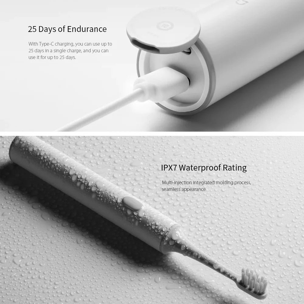 XIAOMI Mijia T500 Smart Electric Toothbrush Ultrasonic Whitening Teeth Waterproof Rechargeable Automatic Tooth Brush (Chinese Version) (with FDA Certificate, BPA-Free) - White - 7