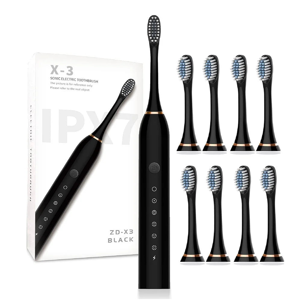 H02030 Electric Toothbrush Rechargeable Sonic Electronic Toothbrush with 8 Brush Heads 2 Mins 6 Modes Smart Timer, 42000VPM - Black - 1