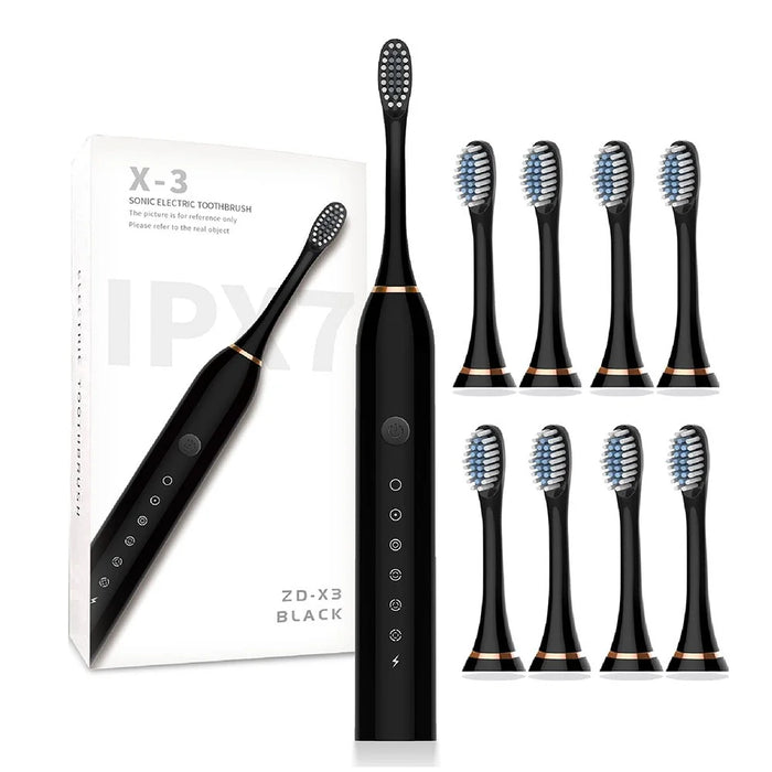 H02030 Electric Toothbrush Rechargeable Sonic Electronic Toothbrush with 8 Brush Heads 2 Mins 6 Modes Smart Timer, 42000VPM - Black - 1