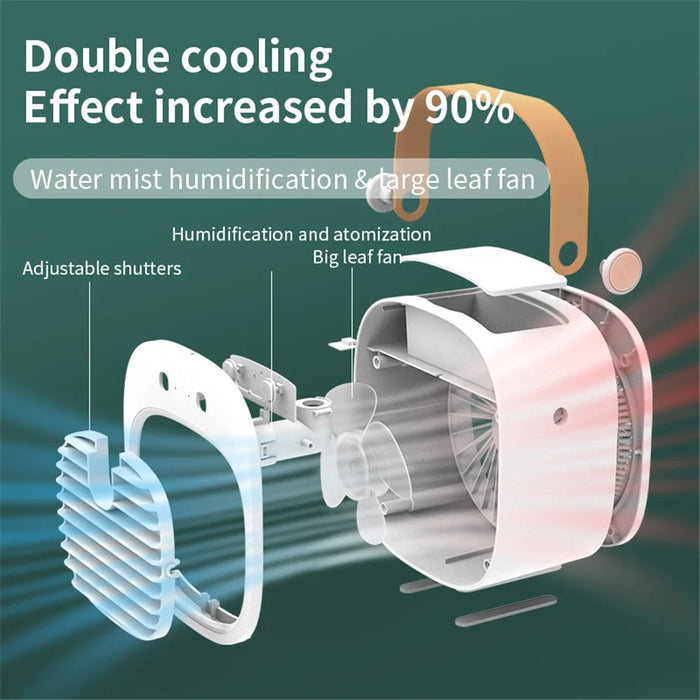 F12 Water-Cooled Fan Hanheld Nano Spray Cooling Fan Mini Desktop Air Cooler - White - 3