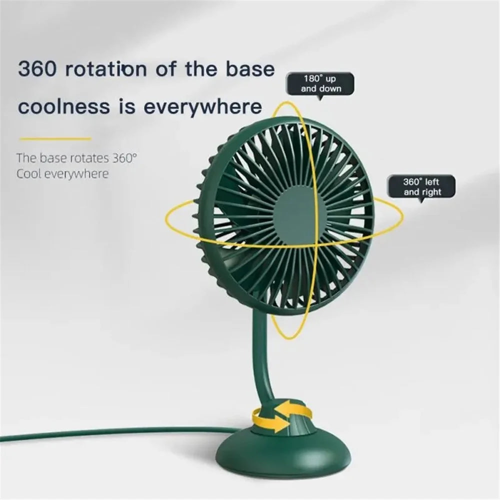 F502 Car Interior Mute Fan USB Powered 3 Wind Speeds Adjustable Automotive Cooling Fan - Green - 4