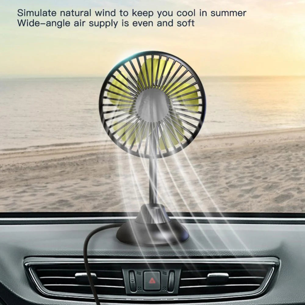F502 Car Interior Mute Fan USB Powered 3 Wind Speeds Adjustable Automotive Cooling Fan - Green - 7