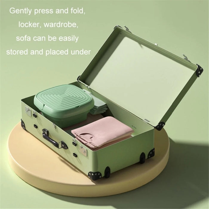 4.5L Mini Foldable TPE+PP Washing Machine Blue Light Antibacterial Timing Underwear Cleaning Machine, EU Plug - Green - 3