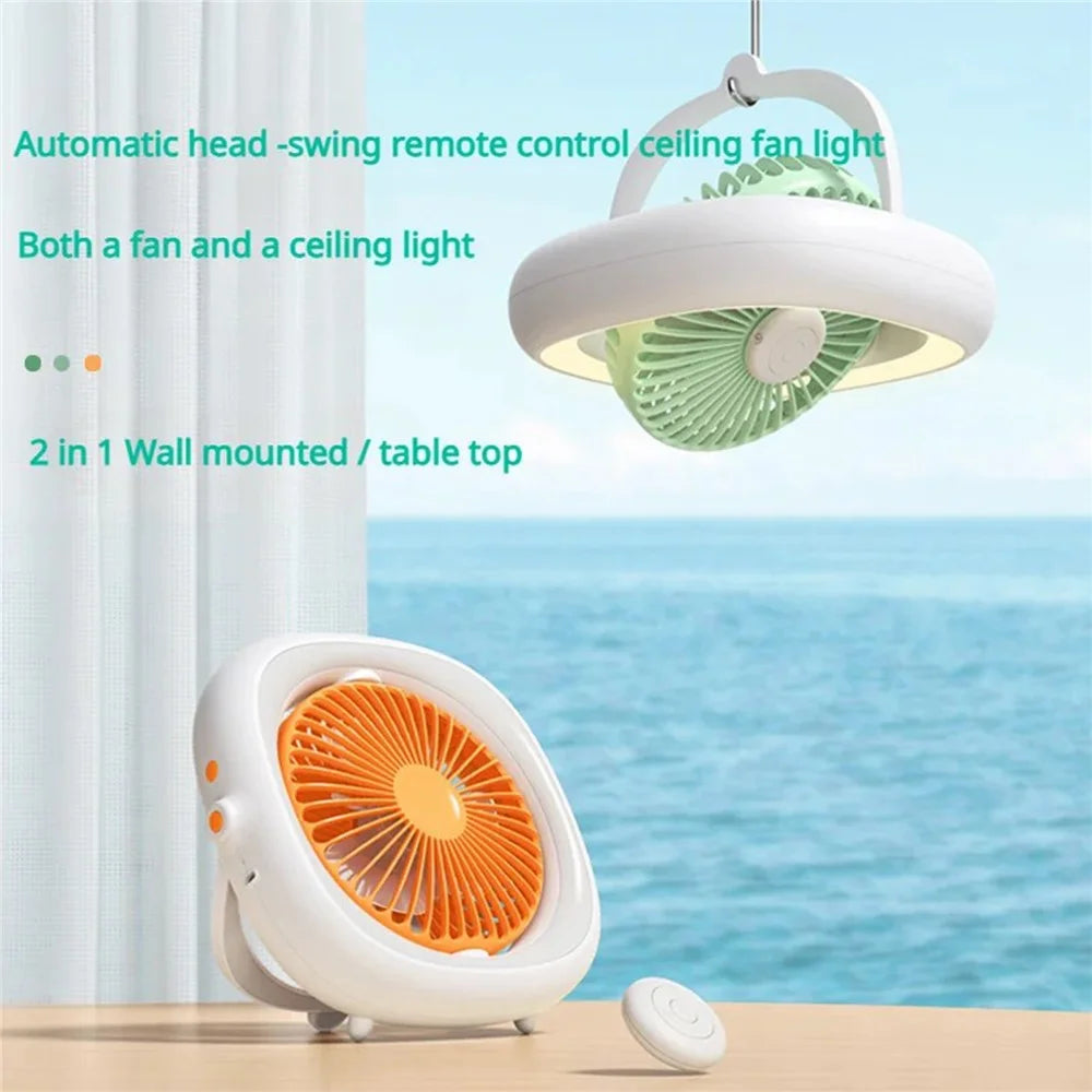 JP-ytds Foldable Table Desk USB Fan Air Circulator Hanging Fan with Light (CE) - Orange - 2