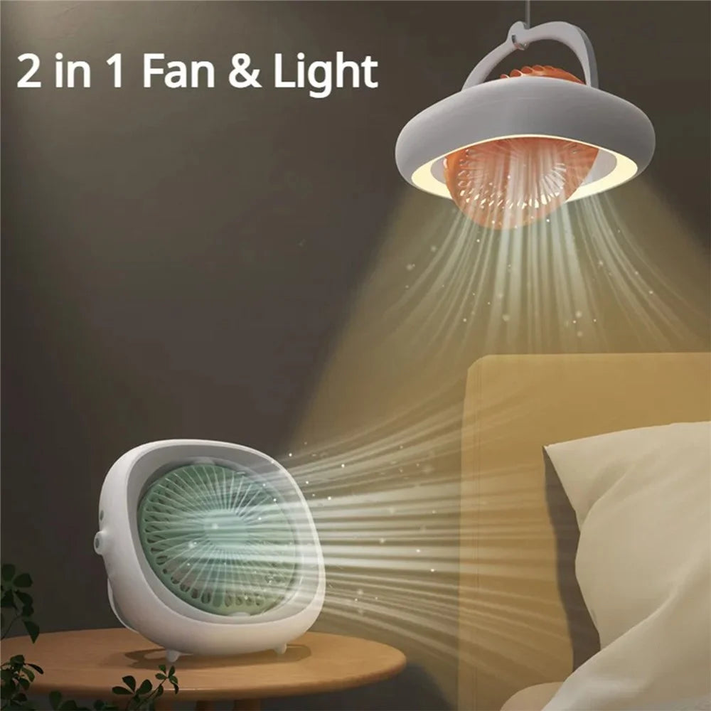 JP-ytds Foldable Table Desk USB Fan Air Circulator Hanging Fan with Light (CE) - Orange - 3