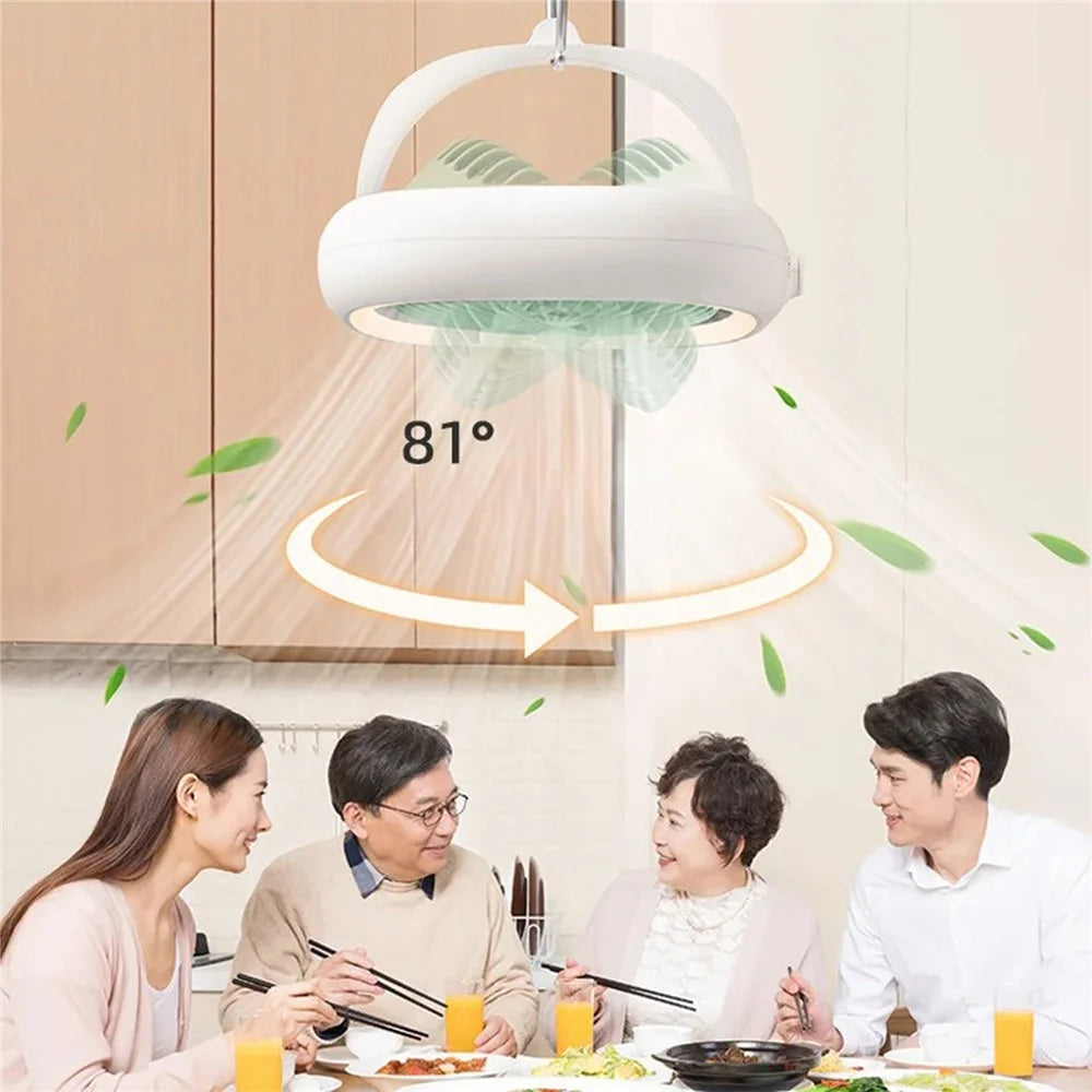 JP-ytds Foldable Table Desk USB Fan Air Circulator Hanging Fan with Light (CE) - Orange - 5