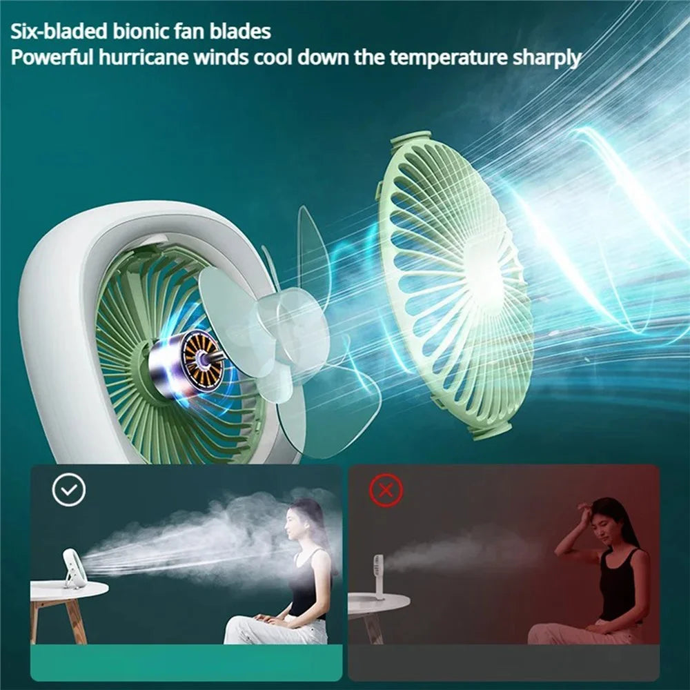 JP-ytds Foldable Table Desk USB Fan Air Circulator Hanging Fan with Light (CE) - Orange - 6