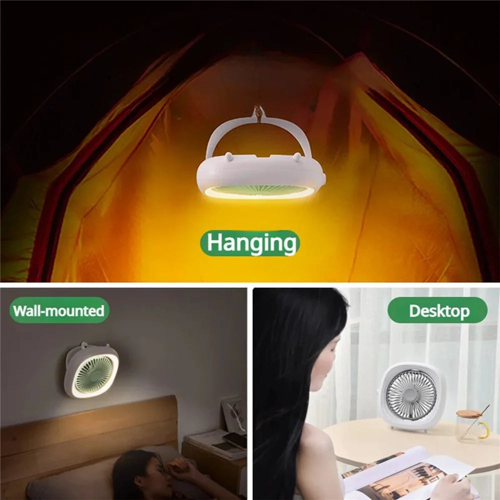 JP-ytds Foldable Table Desk USB Fan Air Circulator Hanging Fan with Light (CE) - Orange - 7
