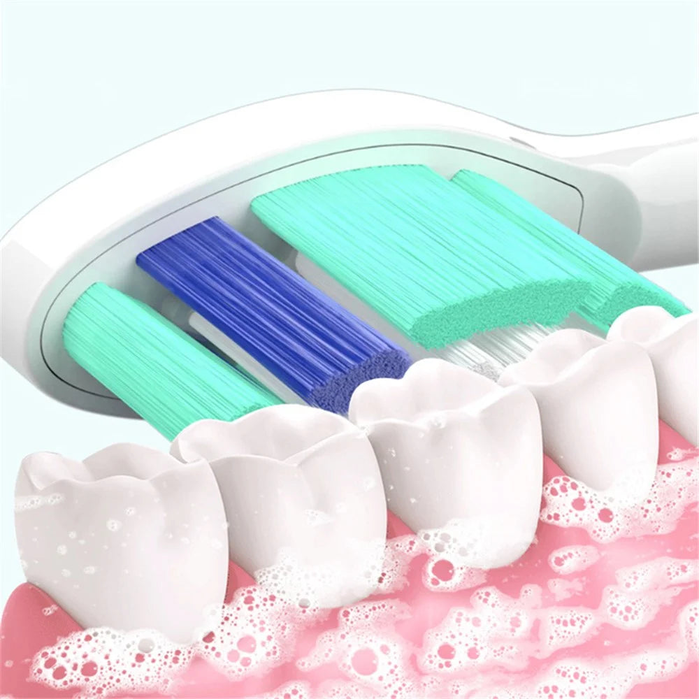 For Philips HX3 / 6 / 9 Series Electric Toothbrush Soft Bristles Replacement Tooth Brush Head - Green - 3