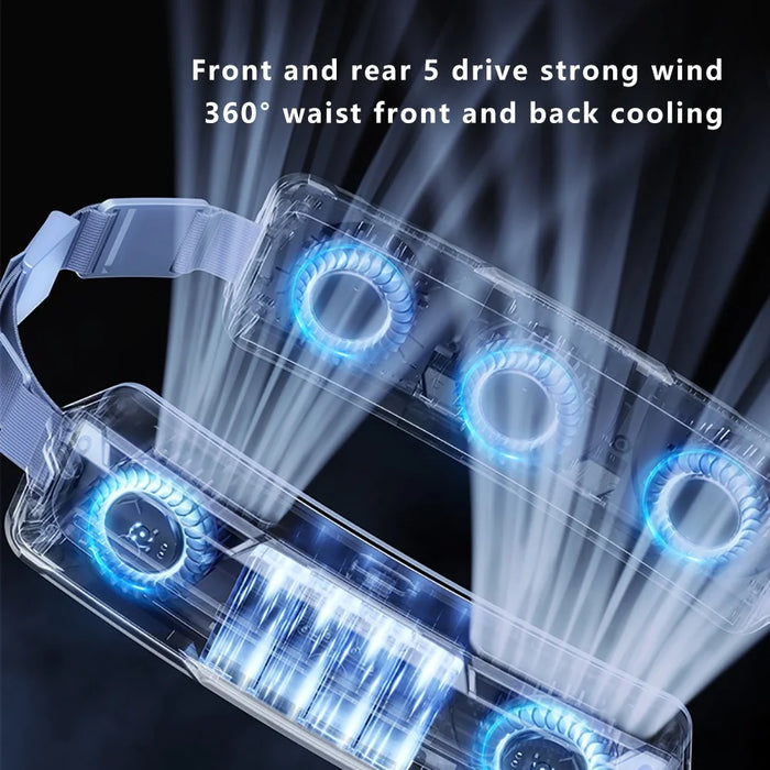 F79 Outdoor Cycling Four Speeds Adjustable Silent Ice Feeling Belt Fan, 56x41x201mm - Dark Grey - 4