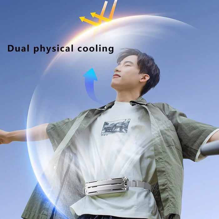 F79 Outdoor Cycling Four Speeds Adjustable Silent Ice Feeling Belt Fan, 56x41x201mm - Dark Grey - 7