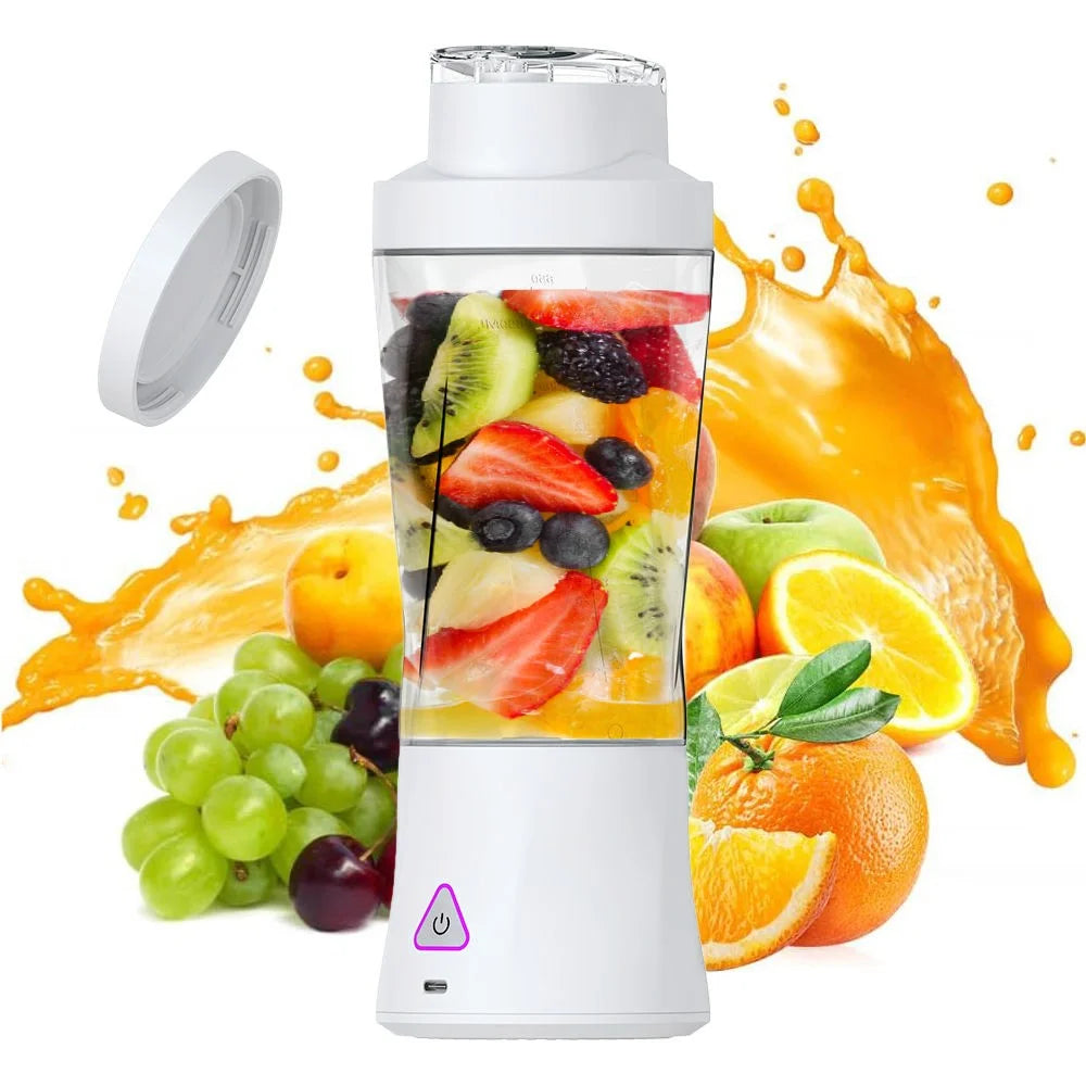 HD-10 Portable Sports Electric Juicer Rechargeable Mini Juicer Cup Fruit Ice Crusher (No FDA, BPA-Free) - White - 1