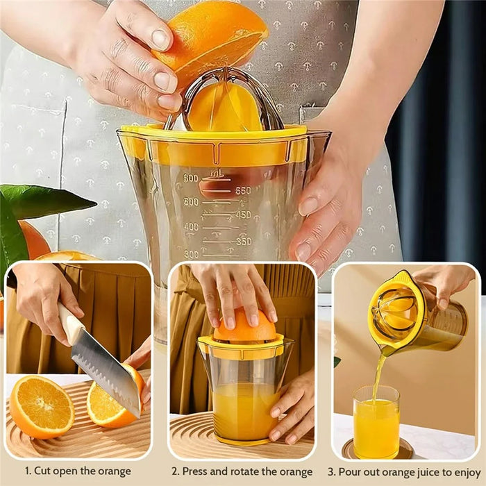 600ML Manual Plastic Juicer with Scale Measuring Cup Fruit Squeezer Orange Lemon Juicer Cup (BPA Free, No FDA) - 5