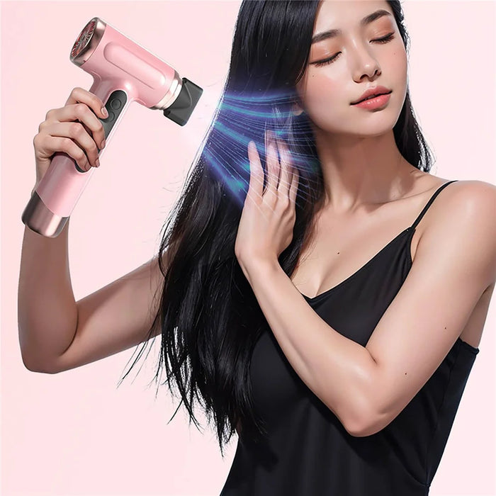 Cordless Ionic Hair Dryer 3 Mode Rechargeable Blow Dryer Travel Hair Dryer - Pink - 2