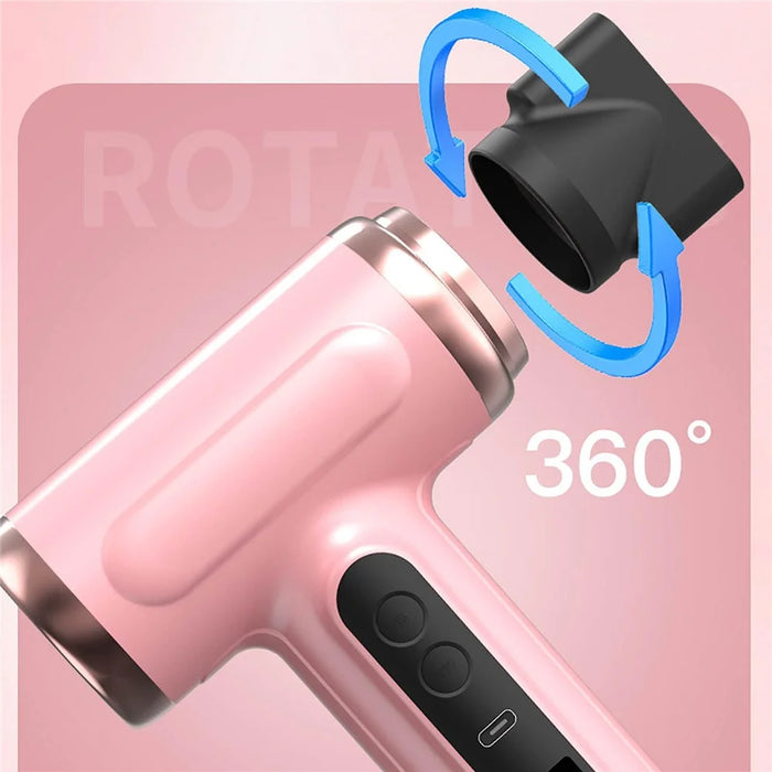 Cordless Ionic Hair Dryer 3 Mode Rechargeable Blow Dryer Travel Hair Dryer - Pink - 7